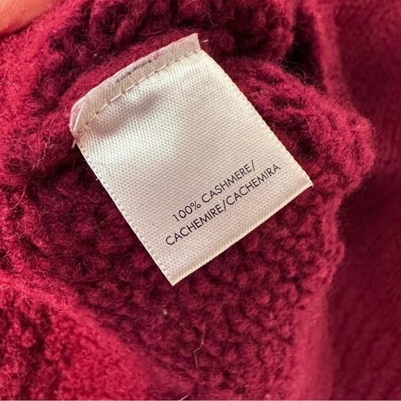 Ann Taylor Bucle Knit Cashmere Sweater Burgundy Size Medium - Picture 6 of 6